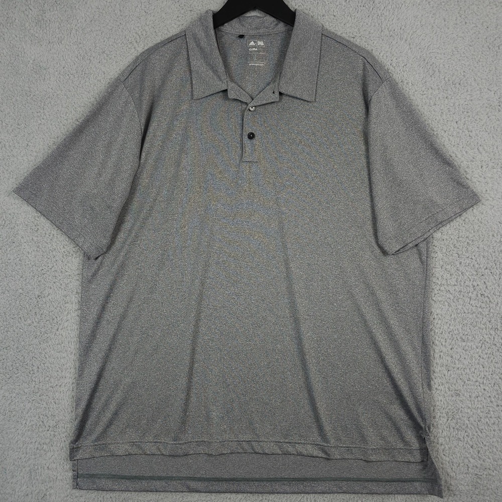 Adidas Golf‎ Polo Shirt Mens XL Heathered Gray Climalite Performance Casual GAF